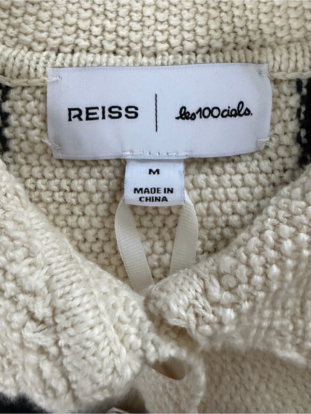 NWT Reiss | Les 100 Ciels Stripe Knit Shirt in Black/Ivory - Picture 6 of 8